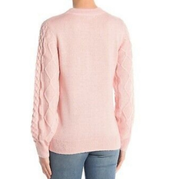 Rebecca Minkoff Designer Sweater Pink Penny Cable Knit Long Sleeve Women’s Sz S - Picture 2 of 12